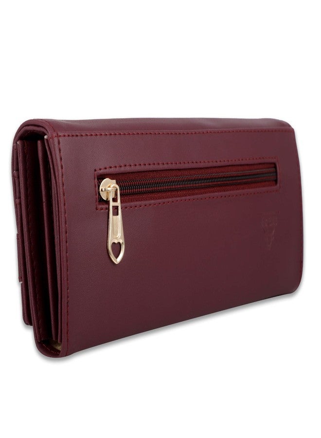 ALSU Women's Maroon Hand Wallet Trendy | Hand Clutch| Hand Purse| 6 Card Pocket| Zipper Pockets| Phone Pocket| Office use (shd-002mar) - Image 3